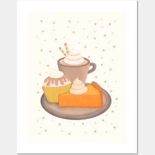 Pumpkin Spice Love, Pumpkin Spice Latte, Cupcake and Pumpkin Pie Posters and Art